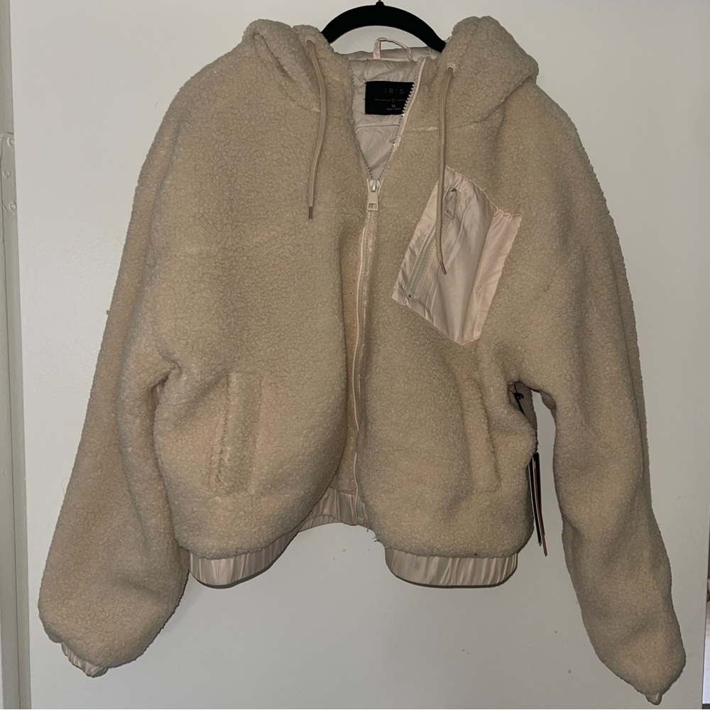 Sherpa Zip Up Hoodie with Pocket